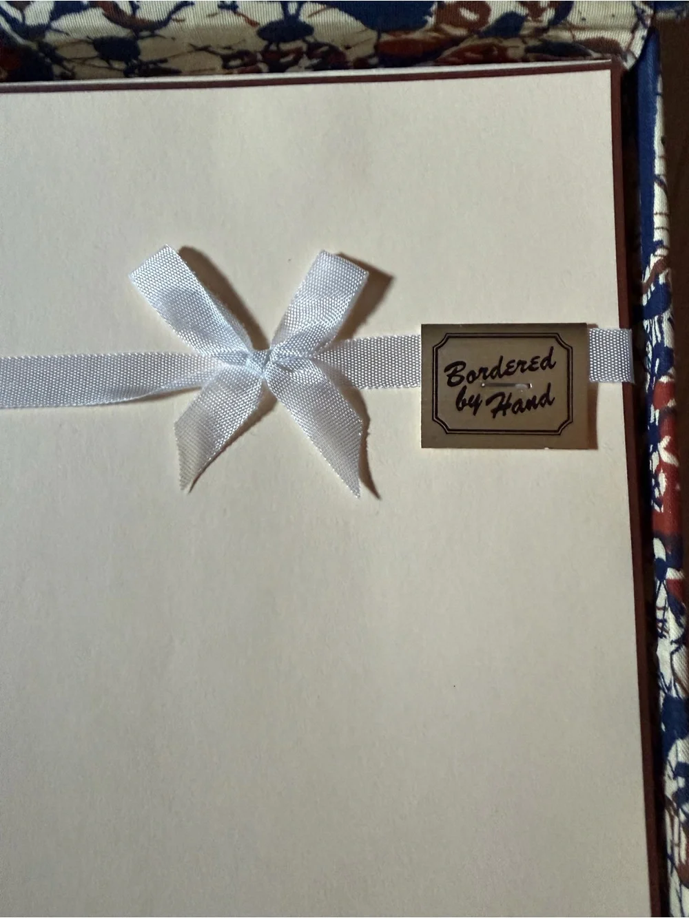 Batik Box w/Cream Stationery Set 'Bordered by Hand'